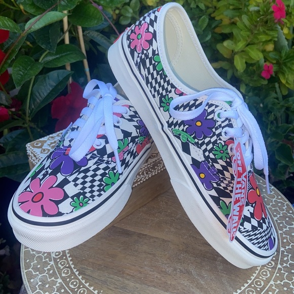 New Retro Vans Authentic 90’s Vintage Colorful FLOWER POWER Low Top Sneakers - Picture 12 of 16